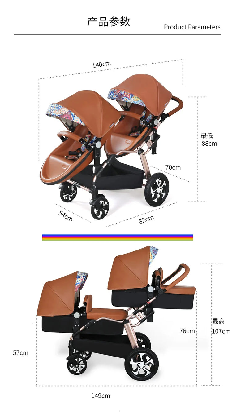 2-in-1 Twin Baby Stroller